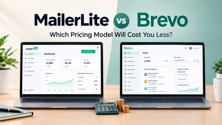 MailerLite vs Brevo cover showing both dashboards side by side, checked October 2026
