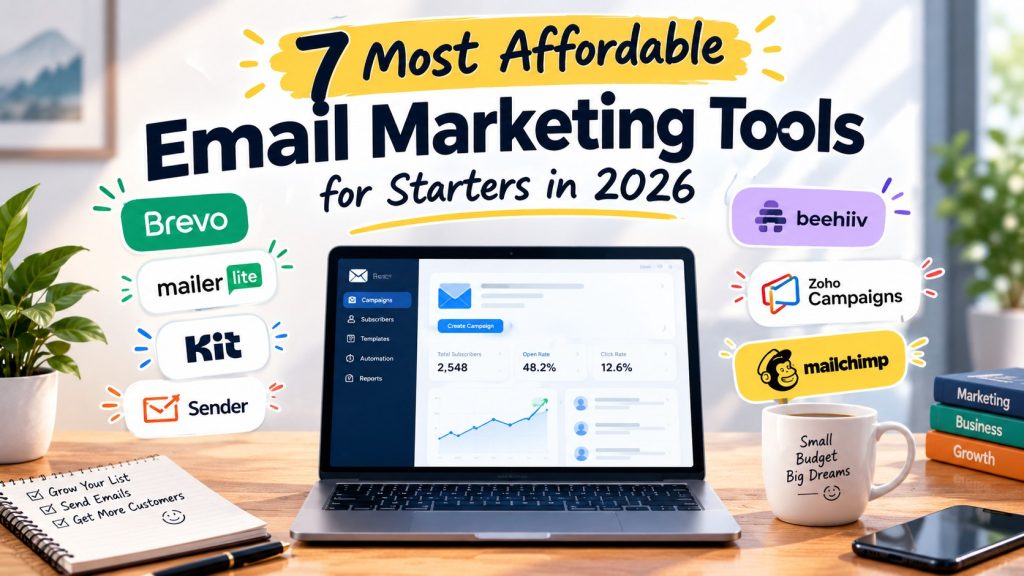 7 most affordable email marketing tools for starters in 2026: Brevo, MailerLite, Kit, Sender, Beehiiv, Zoho Campaigns and Mailchimp